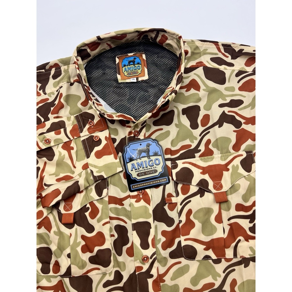 Amigo Provisions Co. UT Texas Longhorns Camo Frio Tech‎ Shirt Mens Size 2XL NWT